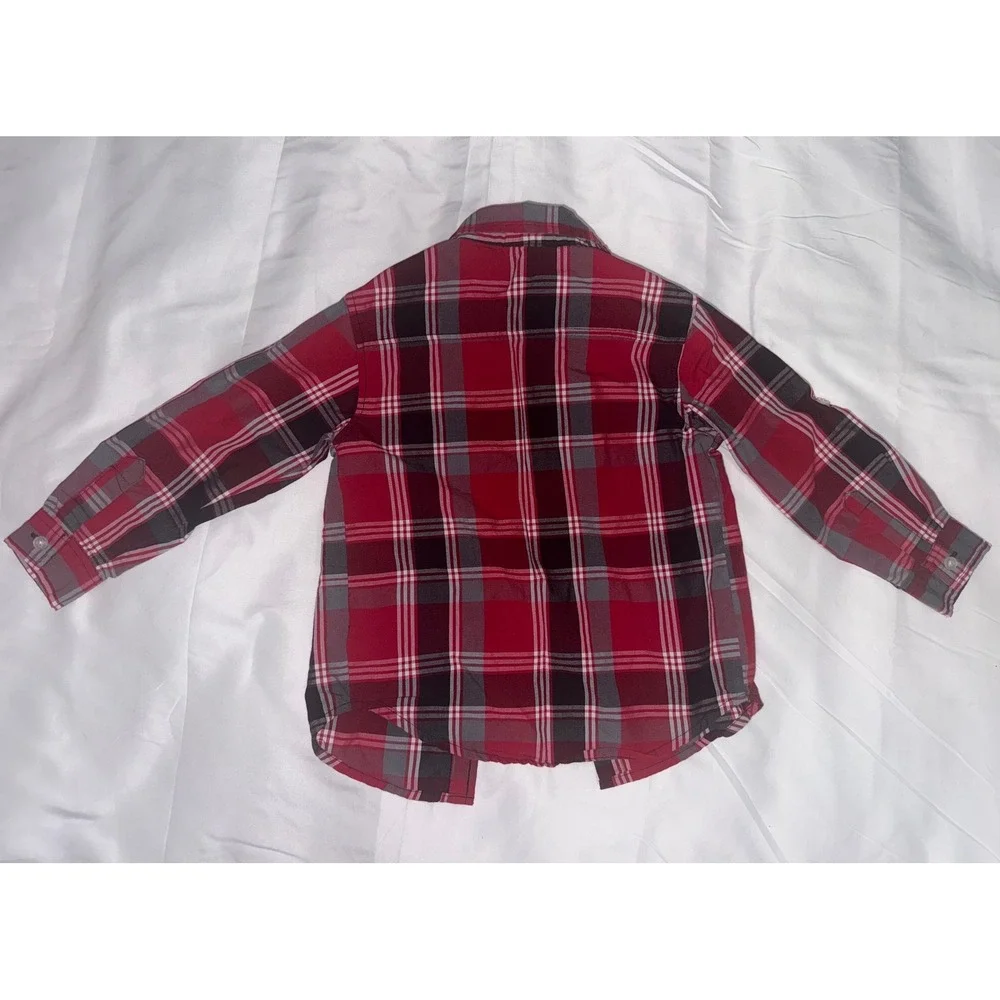 Kids Headquarters Red‎ Plaid Long Sleeve Button Down Shirt Size 4